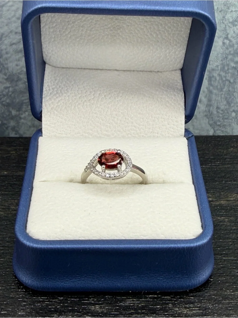 Stunning .90CT Red Garnet Zircon Teardrop Halo 925 Sterling Silver Ring Sz 6